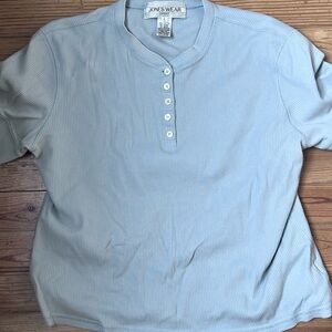 Vintage Jones Wear Light Blue Ribbed Henley Top